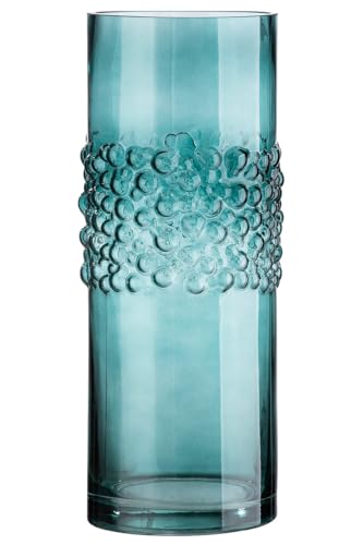 GILDE Deko Vase Glasvase Sparkle - Blumenvase aus Glas - Maritime Dekoration - Farbe: Türkis Blau Höhe 34 cm von GILDE