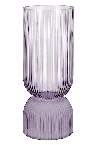 GILDE Deko Vase Glasvase - sommerliche Dekoration und Blumenvase für Balkon und Terrasse - Farbe: Flieder lila - Höhe 26 cm von GILDE