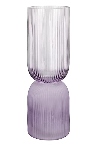 GILDE Deko Vase Glasvase - sommerliche Dekoration und Blumenvase für Balkon und Terrasse - Farbe: Flieder lila - Höhe 31 cm von GILDE