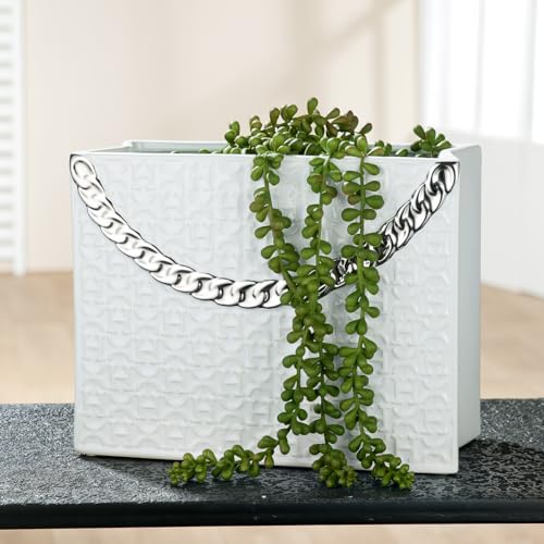 GILDE Deko Vase Weiss - Dekovase Tasche HX Keramik, weiß - Dekoration Geschenk Geburtstagsgeschenk - Höhe 20 cm von GILDE