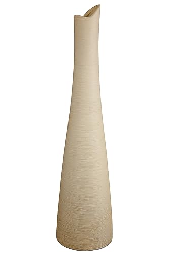 GILDE Deko Vase XL - große Halsvase aus Keramik - für einzelne Blüten Gräser - Dekoration Weihnachten Geschenk Geburtstag Hochzeit - Farbe: Creme Höhe 41 cm von GILDE