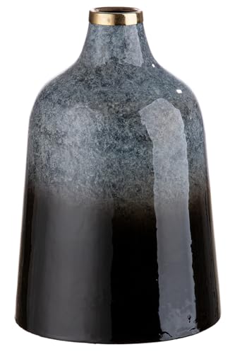 GILDE Deko Vase konische Blumenvase aus Metall - Deko Wohnzimmer Geschenk für Frauen - Farben: Grau Schwarz Höhe 25 cm von GILDE