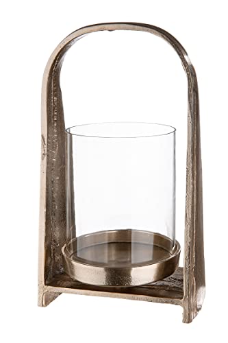 GILDE Deko Windlicht Laterne - Nostro mit Glaseinsatz - Aluminium - champagnerfarben Ø 20, Höhe 32 cm von GILDE