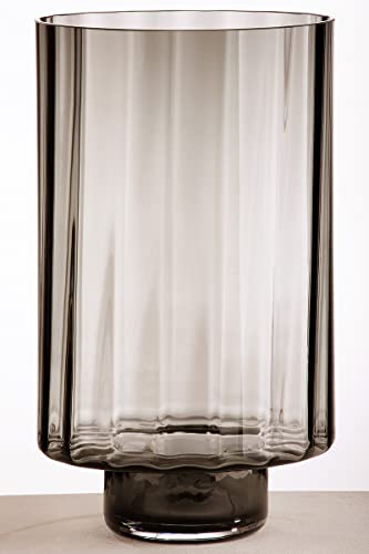 GILDE Deko Windlicht XL - großes Glaswindlicht handgerfertigt aus Rauchglas - Farbe: braun - Höhe 30 cm von GILDE