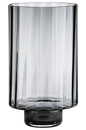 GILDE Deko Windlicht XL - großes Glaswindlicht handgerfertigt aus Rauchglas - Farbe: grau schwarz - Höhe 30 cm von GILDE