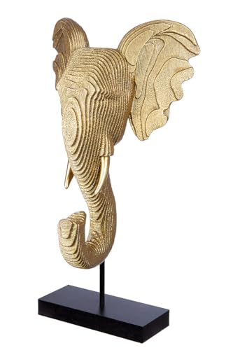 GILDE Deko große Figur Elefant Skulptur XL - Elefantenfigur Dekofigur aus Kunstharz Farbe: Gold Schwarz - Dekoration Wohnzimmer Geschenk Höhe 46 cm von GILDE