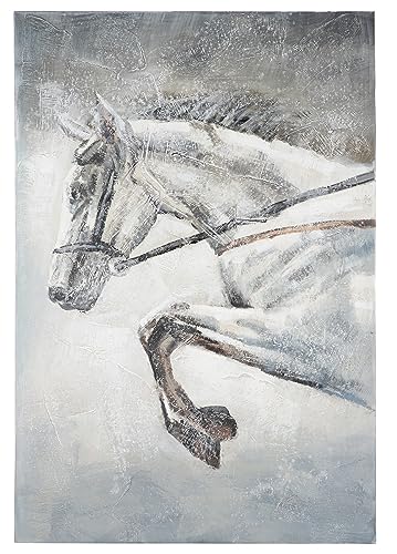 GILDE Deko großes Bild Gemälde auf Leinwand 60 x 90 cm - Keilrahmen Bild XL Pferd Pferdebild - bunte Wanddekoration - Geschenk Pferde Reiter Pferdefreund - mehrfarbig von GILDE