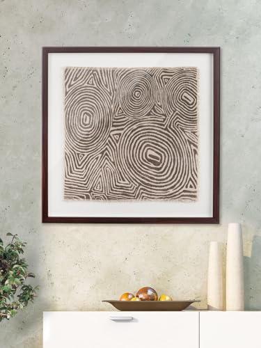 GILDE Deko großes Bild XL Wandbild Wohnzimmer groß mit Rahmen - quadratisches Dekobild mit Rahmen - Glas MDF Textil - Braun Natur 53 x 53 cm von GILDE