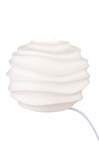 GILDE Deko kleine Tischlampe - Lampe aus Porzellan - mit Wellen Design - Dekoration Wohnzimmer Fensterbank - weiß Höhe 20,5 cm von GILDE