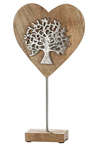 GILDE Dekoaufsteller Herz mit Lebensbaum Mangoholz Farbmix Höhe 36 cm, Tischdeko, Geschenk von GILDE