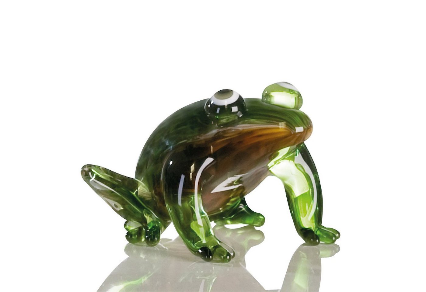 GILDE Dekofigur FROSCH Figur - grün - Glas - H. 10cm x T. 13cm x B. 12,5cm - Skulptur (1 Stück), Handgefertigte Glasfigur Frosch - Glasskulptur Minifigur Sammlerstück von GILDE