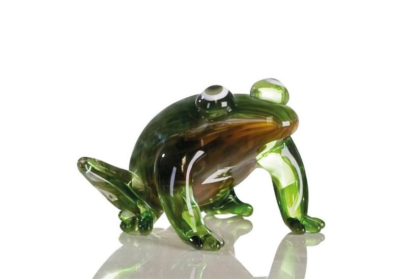 GILDE Dekofigur FROSCH Figur - grün - Glas - H. 10cm x T. 13cm x B. 12,5cm - Skulptur (1 Stück), Handgefertigte Glasfigur Frosch - Glasskulptur Minifigur Sammlerstück von GILDE