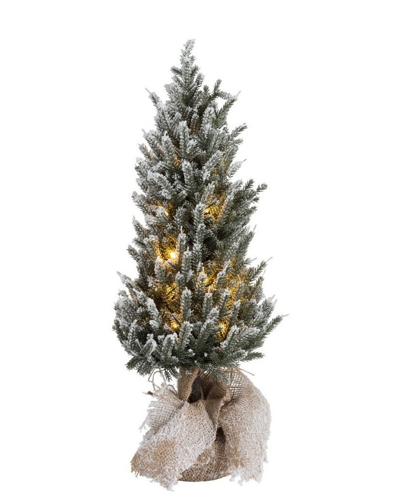 GILDE Dekoobjekt 2er Set LED Weihnachtsbäume im Topf, Kunststoff Grün von GILDE