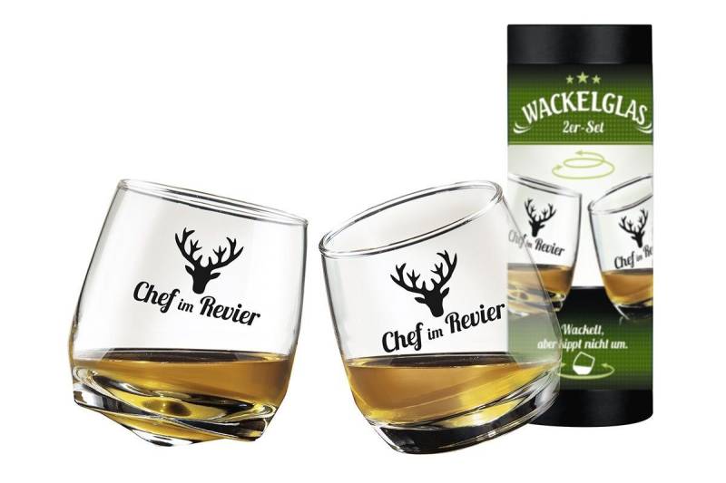 GILDE Dekoobjekt 2er Set Wackelglas "Chef im Revier" - tolle Geschenkidee für den Chef von GILDE