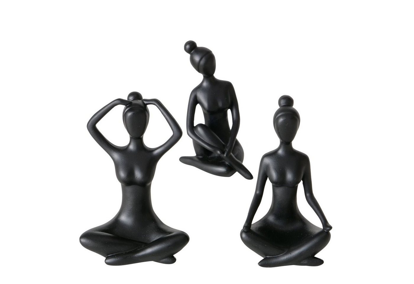 MF Dekoobjekt 3er Set Handgemachte Yoga Figuren Marie und ihre Yogapraxis in schwarz von MF