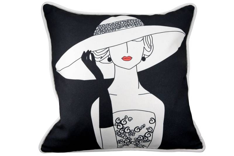 GILDE Dekoobjekt 3er Set Stoff Kissen Cloth Cushion Lady with hat von GILDE