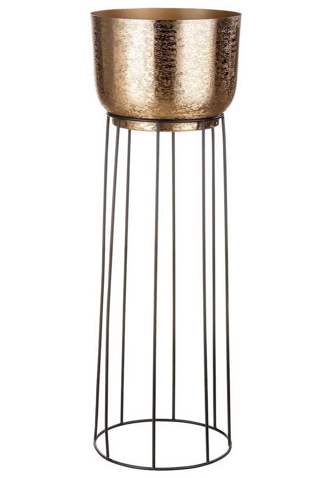 GILDE Dekoobjekt Alu Pflanzsäule Trento goldfarben mit Gestell aus Eisen Höhe 89cm von GILDE