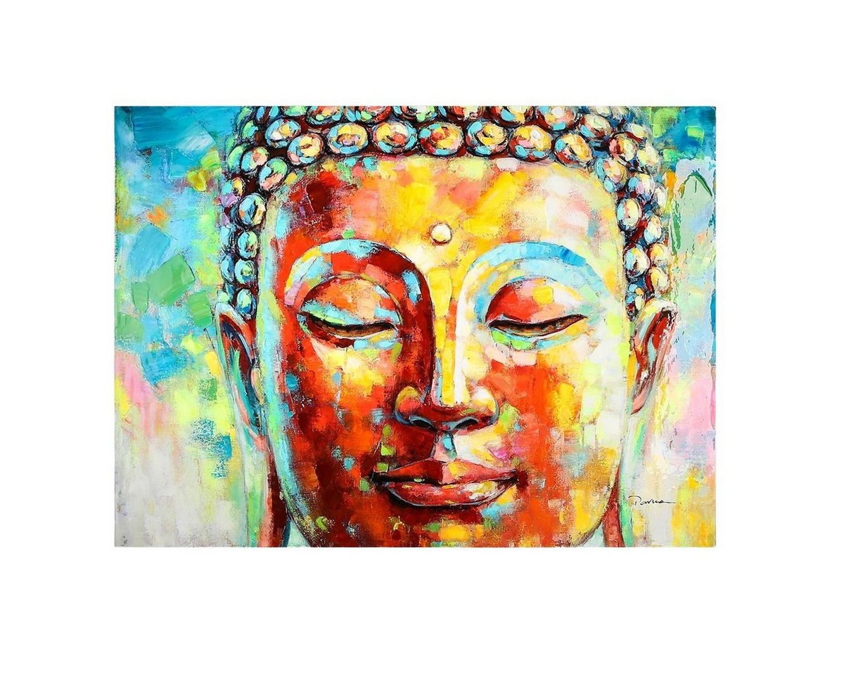 GILDE Dekoobjekt Bild Buddha Leinwand bunt hochglänzende Acrylbeschichtung handgemalt 1 von GILDE