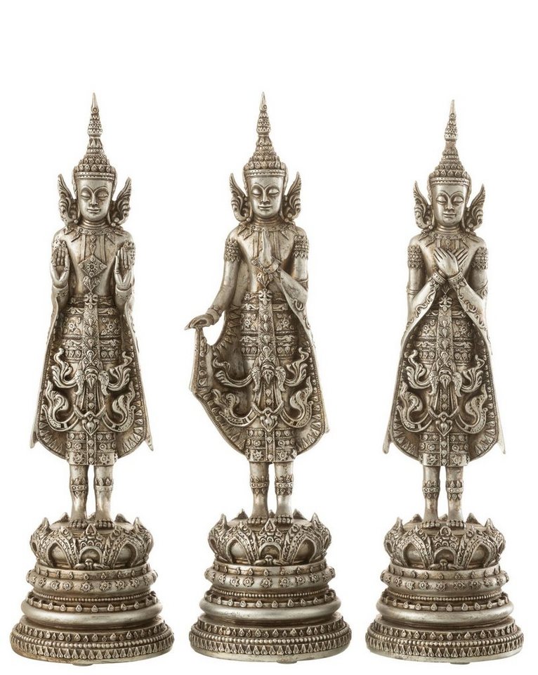 MF Dekoobjekt Elegantes 3er Set Stehende Buddha Statuen in Silber Höhe 43cm MF Dekoobjekt Elegantes 3er Set Stehende Buddha Statuen in Silber Höhe 43cm von MF