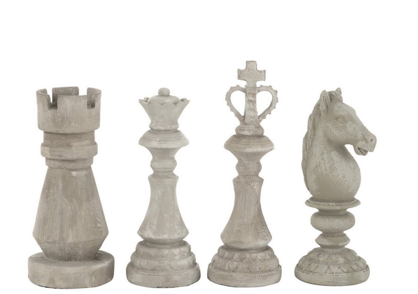 J-line Dekoobjekt Exquisites 2x 4er-Set Miniatur Schachfiguren aus Polyresin in Grau - I von J-line