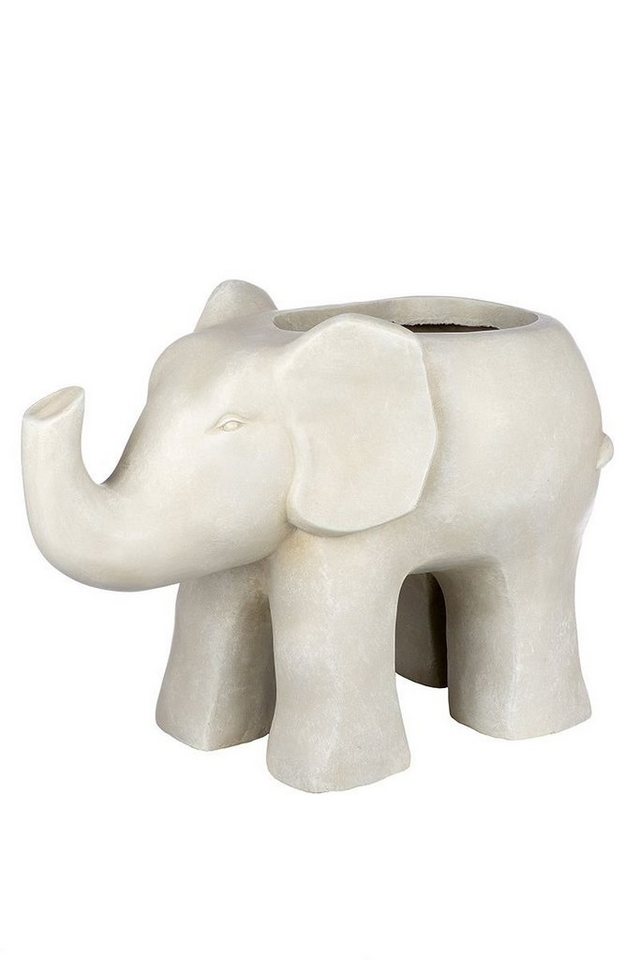 GILDE Dekoobjekt Fiberglas Magnesia Elefant Pflanztopf - Exquisites Detail und Einzigar von GILDE