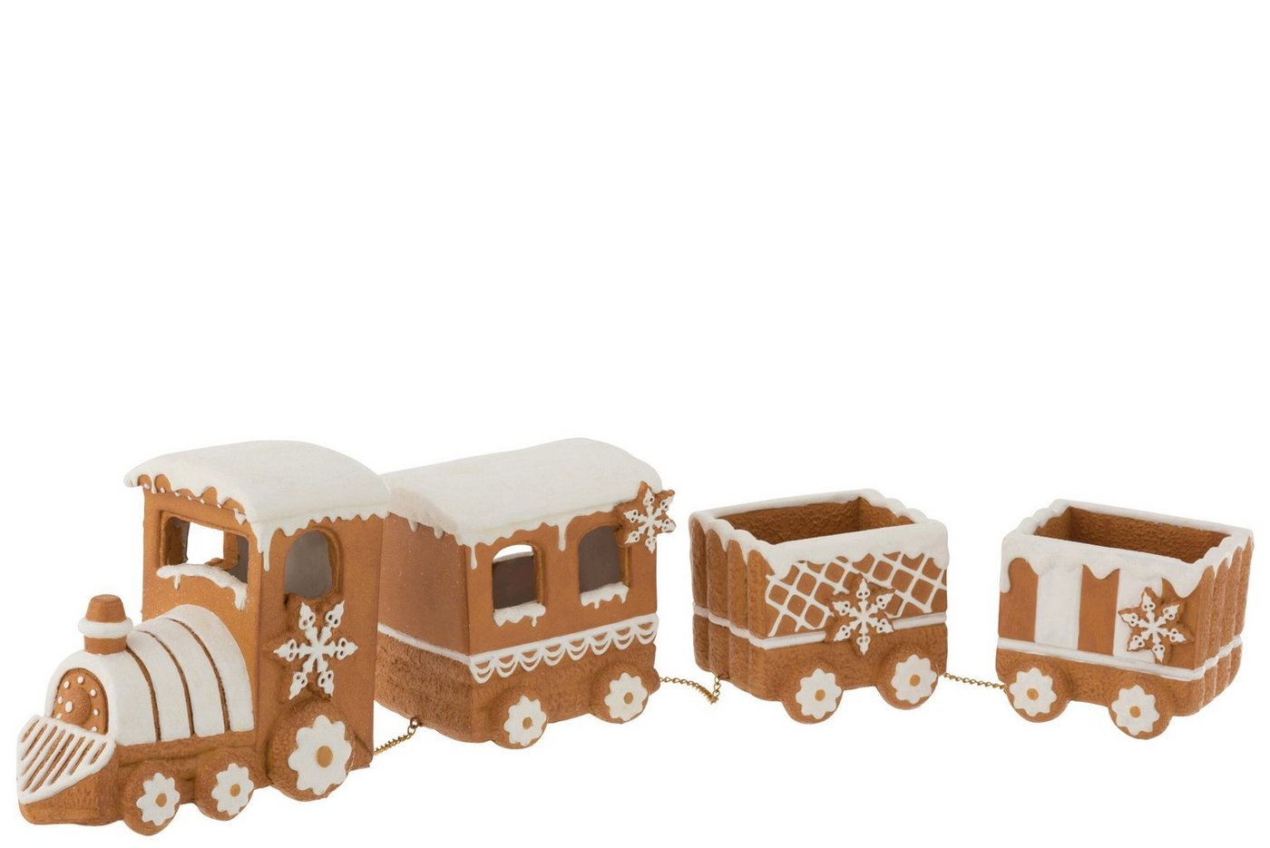 J-line Dekoobjekt Handgefertigter Lebkuchen-Zug aus Poly – Kunstvolle Weihnachtsdekorati von J-line