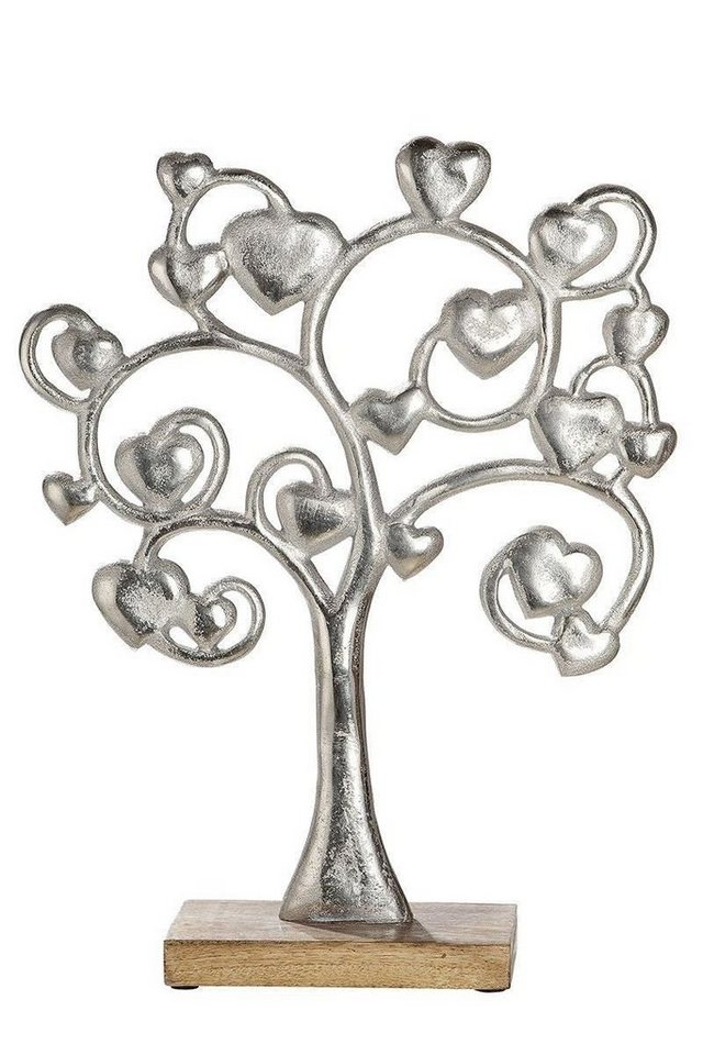 GILDE Dekoobjekt Herz Baum Skulptur TREELOVE Deko Liebesbaum auf Mango Holz und Alumini von GILDE