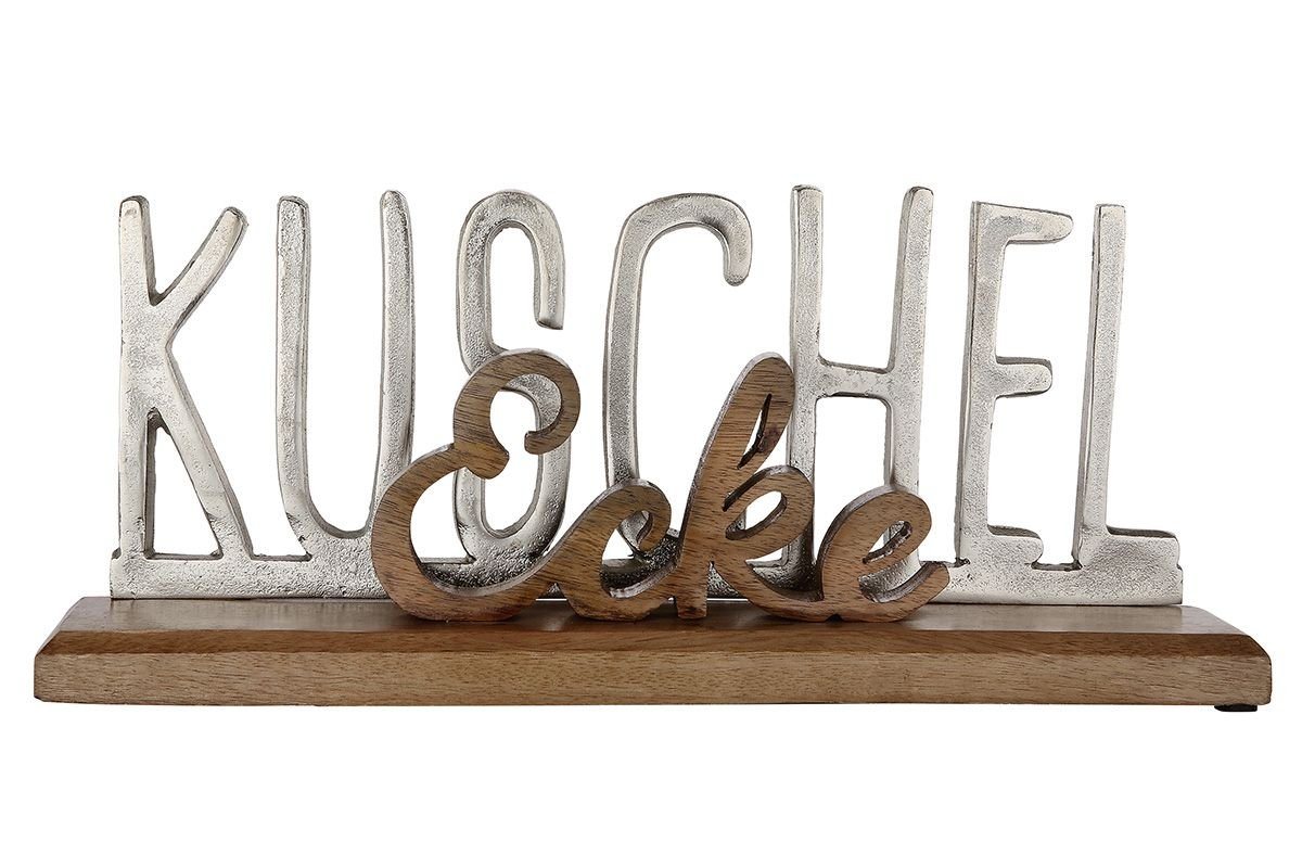 GILDE Dekoobjekt Holz Schriftzug Kuschelecke aus Mangoholz und Aluminium Breite 43cm von GILDE