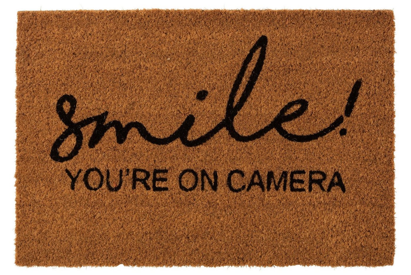 J-line Dekoobjekt Lächeln für die Kamera Die originelle Kokos Fußmatte mit Botschaft von J-line