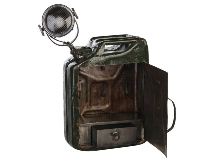GILDE Dekoobjekt Lampe und Schlüsselkasten "Petrol Can" Eisen grün / braun Rostfinish j von GILDE