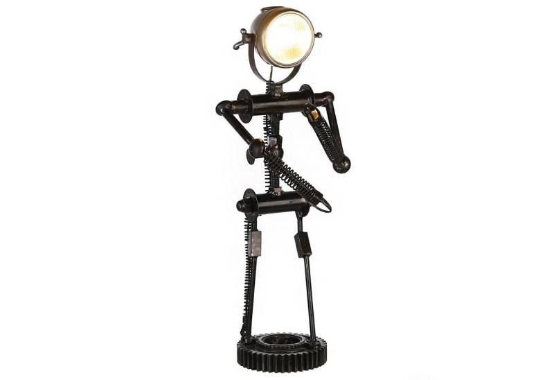 GILDE Dekoobjekt MF Metall Stehlampe Lampe Roboter antik-schwarz Eisen Höhe 82cm von GILDE
