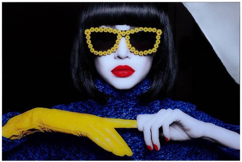 GILDE Dekoobjekt Madame - Einzigartiges Acryl Aluminium Bild in Gelb, Blau und Schwarz GILDE Dekoobjekt Madame - Einzigartiges Acryl Aluminium Bild in Gelb, Blau und Schwarz von GILDE