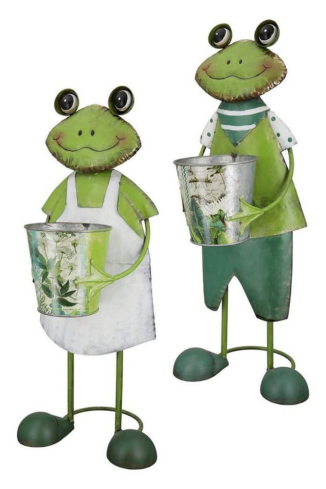 GILDE Dekoobjekt Metall-Pflanztopf-Set 'Franz & Frida', Handgefertigtes Froschpaar mit von GILDE