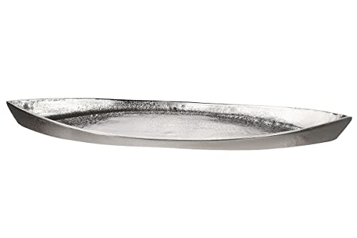 GILDE Deko Schale Boat Boot - Tablett für Adventsgesteck aus Aluminium - Farbe: Silber - Wohnzimmer Dekoration Schlüsselablage - Breite 60 cm von GILDE