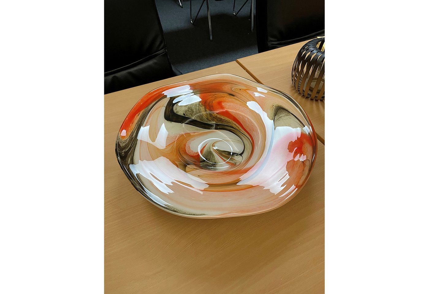 GILDE Dekoschale SMOKY Schale - orange, schwarz, weiß - Glas - Höhe 8cm - Dekoschale (1x Schale, Geschenkidee - Deko), Servierplatte - Dekoschale - Glasschale - Dekoobjekt von GILDE
