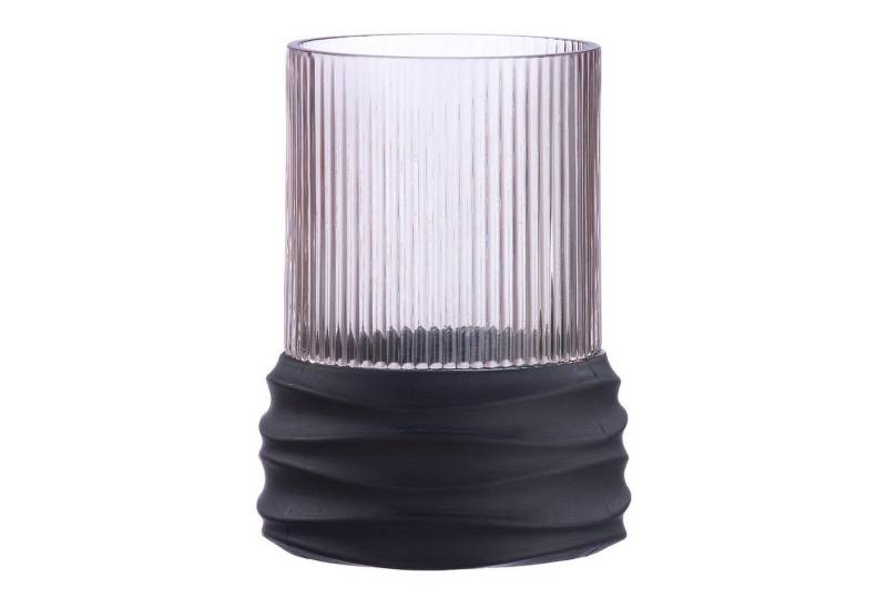 GILDE Dekovase GROOVE Vase - braun - Glas - H. 15cm - Dekovase - Blumenvase (1 Stück), Kleine zylindrische Glasvase - Blumenvase für Tischdeko und Deko Vasen von GILDE