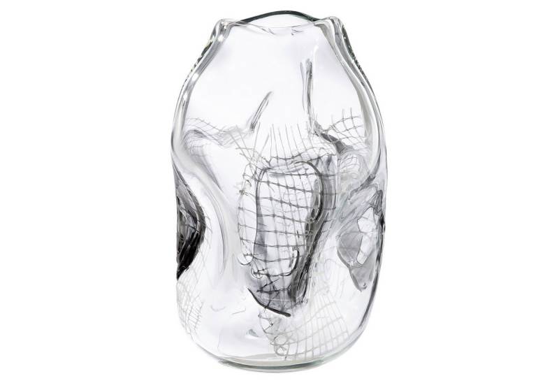 GILDE Dekovase GRID Vase - klar,schwarz - Glas - Höhe 32cm x Breite 20cm - Blumenvase (1x Vase, Blumenbehälter - Blumengefäß), Blumenvase - Vasen - Tischdeko - Deko von GILDE