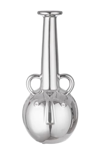 GILDE Dekovase Gesichtsvase - Blumenvase Vase groß aus Keramk Silber glasiert - Deko Wohnzimmer Geschenk Geburtstagsgeschenk - Farbe: Silber Höhe 38 cm von GILDE