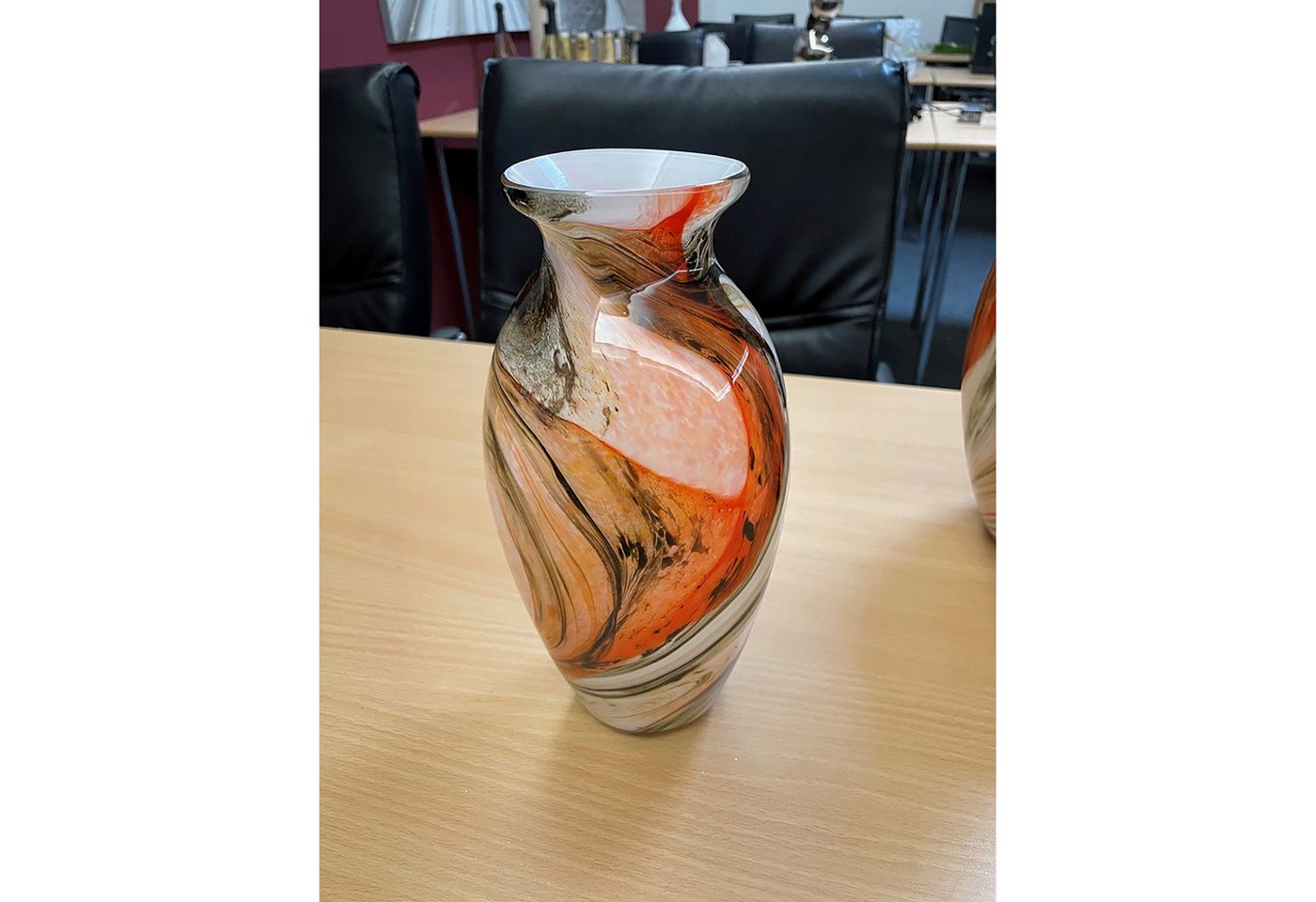 GILDE Dekovase SMOKY Vase - orange, schwarz, weiß - Glas - Höhe 33cm - Blumenvase (1x Vase, Blumenbehälter - Blumengefäß), Blumenvase - Vasen - Tischdeko - Deko von GILDE