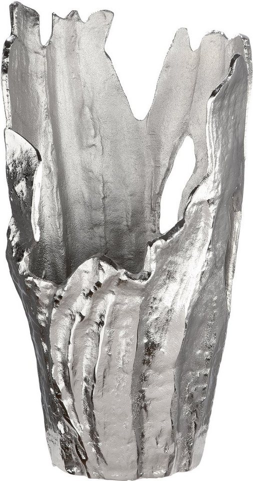 GILDE Dekovase Vase Coralifero (1 St), extravagante Form, Aluminium, silberfarbene Struktur im Antik-Finish von GILDE