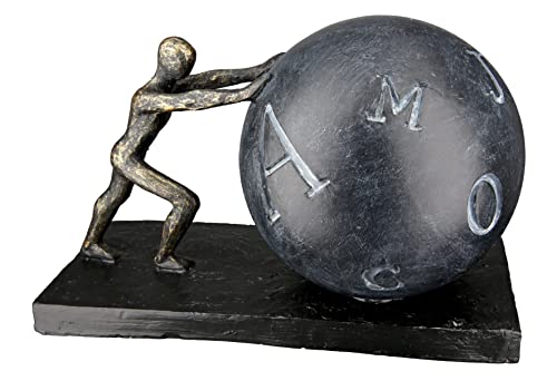 Casablanca modernes Design GILDE Dko Skulptur Buchstaben Ball - Wissen und Fantasie - Kunstharz anthrazitfarben, bronzefarben 37351 - Breite 25 cm von Casablanca modernes Design