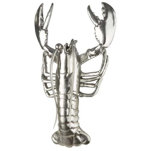 GILDE Figur Wandobjekt Lobster aus Kunstharz - Hummerform - silberfarben - metallische Optik - Höhe 42cm x Breite 25cm von GILDE