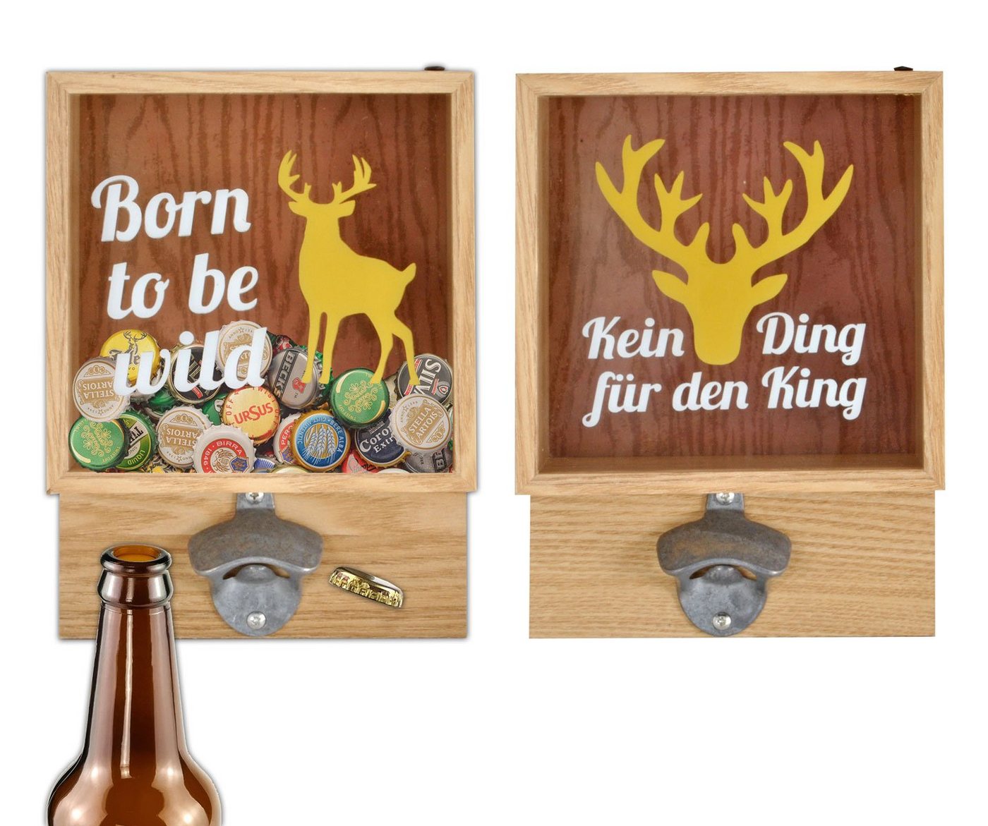 GILDE Flaschenöffner Wandflaschenöffner Bier Flaschenöffner Bieröffner Korkenbehälter, Mit Auffangsbehälter von GILDE