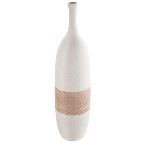 GILDE Deko Vase aus Keramik Flaschenvase - Deko Wohnzimmer Geschenk Geburtstagsgeschenk - Weiß braun - Höhe 50 cm von GILDE