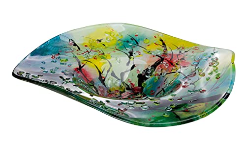 GILDE GLAS art Deko Schale - runde Glasschale Dekoration Wohnzimmer - handgebmalt - Ø ca. 46 cm von GILDE GLAS art