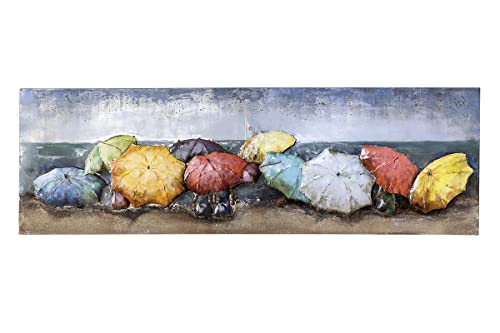GILDE Gallery Bild xxl 'Beach of Parasols' - Sonnenschirme - Strand - Sommer - Handarbeit 180 x 60 cm von GILDE