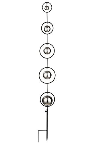 GILDE Edelstahl Gartendeko - Gartenstecker - Goldfarbene Kugeln - schwarzer Stab - Höhe 123 cm von GILDE