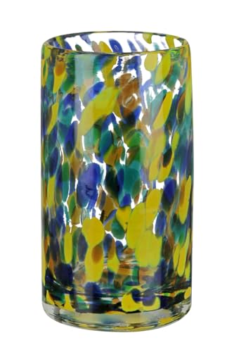 GILDE Deko Vase Blumenvase Glasvase - Geschenk für Frauen Geburtstagsgeschenk - Dekoration Frühling Ostern - Farbe: Transparent Gelb Grün Blau Höhe 14,5 cm von GILDE