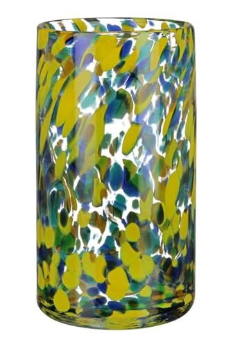 GILDE Deko Vase Blumenvase Glasvase - Geschenk für Frauen Geburtstagsgeschenk - Dekoration Frühling Ostern - Farbe: Transparent Gelb Grün Blau Höhe 21 cm von GILDE