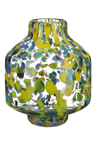 GILDE Deko Vase Blumenvase Glasvase - Geschenk für Frauen Geburtstagsgeschenk - Dekoration Frühling Ostern - Farbe: Transparent Gelb Grün Blau Höhe 22 cm von GILDE